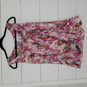 DRESSBARN 14/16 pink black white sleeveless blouse